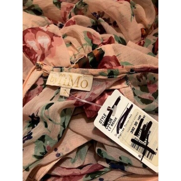 NWT $486 STUNNING byTIMO RUCHED CHIFFON MAXI DRESS IN FLORA PINK US SIZE 6 - Picture 8 of 8